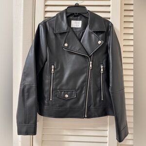 Zara Girls Black Faux Leather Jacket
